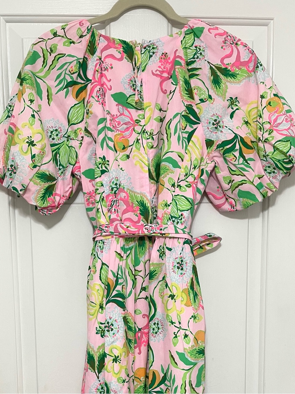 NWT Lilly Pulitzer Pink Floral Print Balloon sleeve A-line mini midi dress 6 - Picture 9 of 11